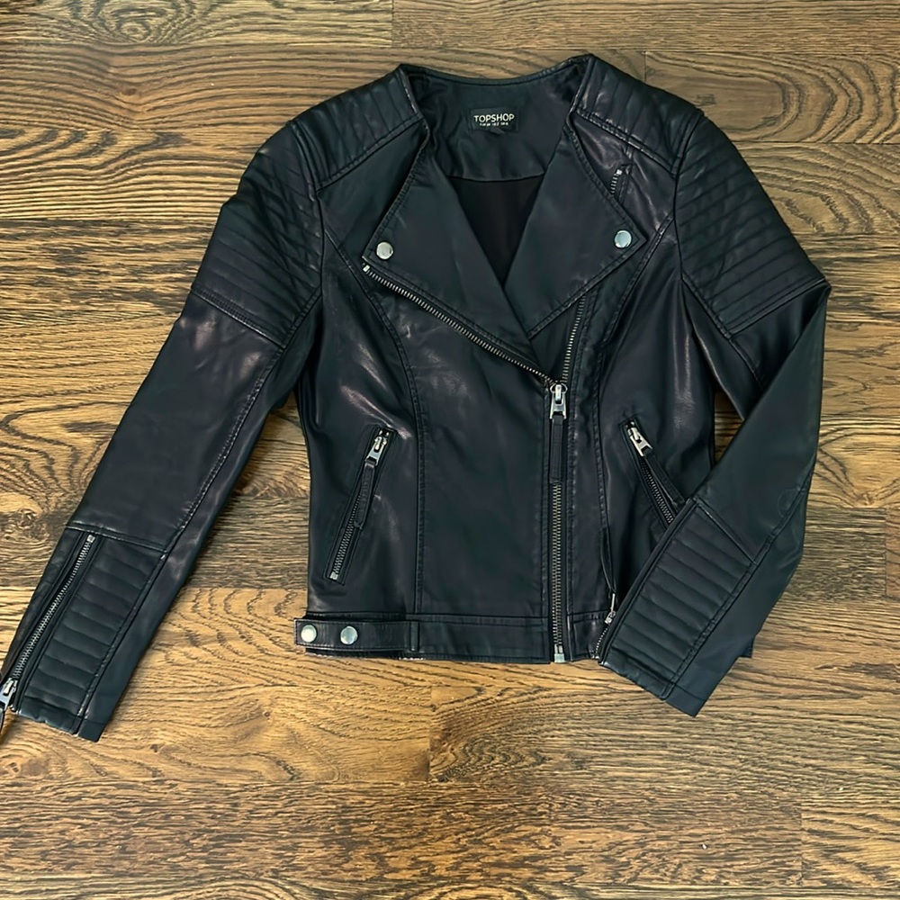 Topshop Faux Leather Biker Jacket